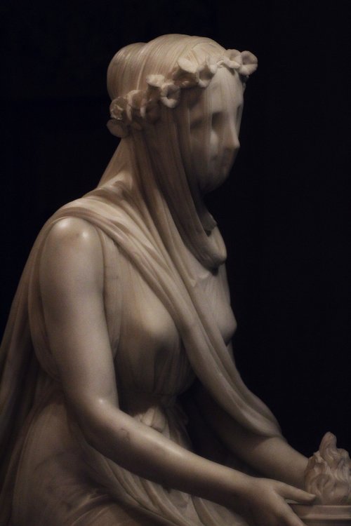 veiled  vestal virgin  marble