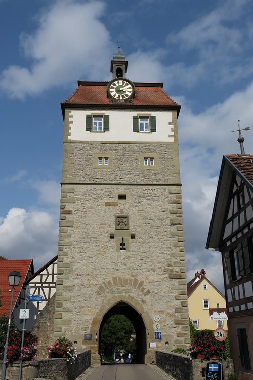 vellberg  gate tower  clock tower