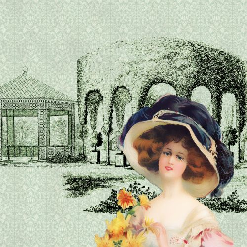 Victorian Woman In Garden