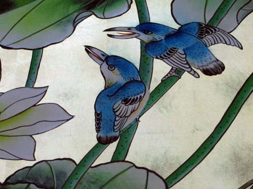 viet nam birds silk painting