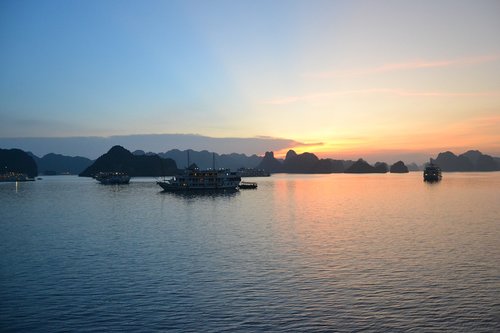 vietnam  ha long bay  sunset