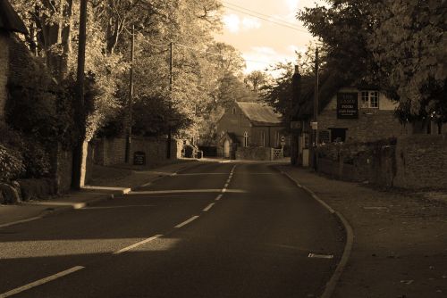 village street sepia