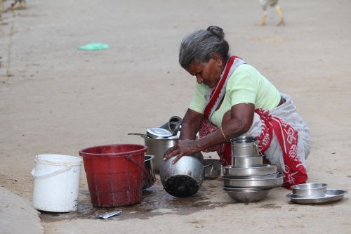 village grandma washing