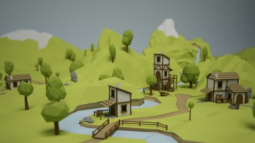 village low poly home