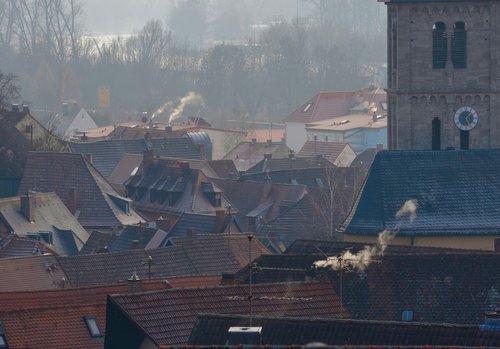 village  roofs  chimney