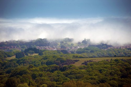 village  mist  landscape