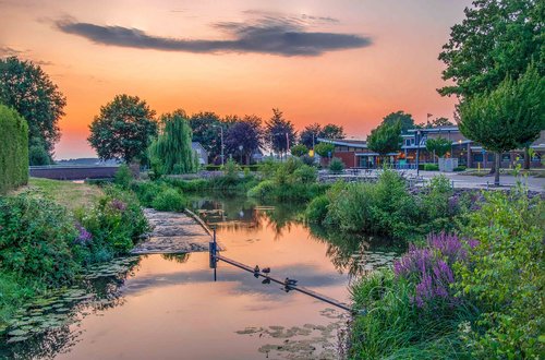 village  sunset  water