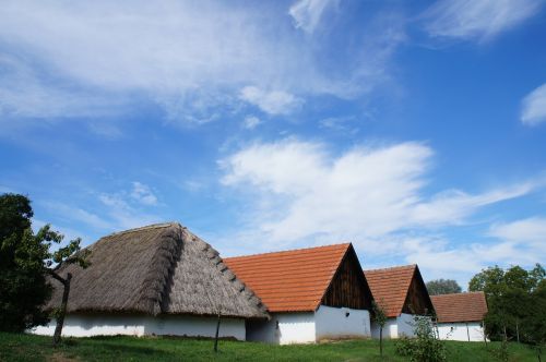 village the countryside blue sky