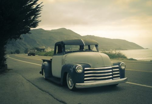 vintage car beach