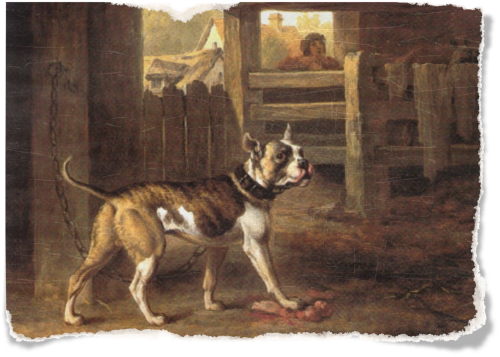 vintage painting dog