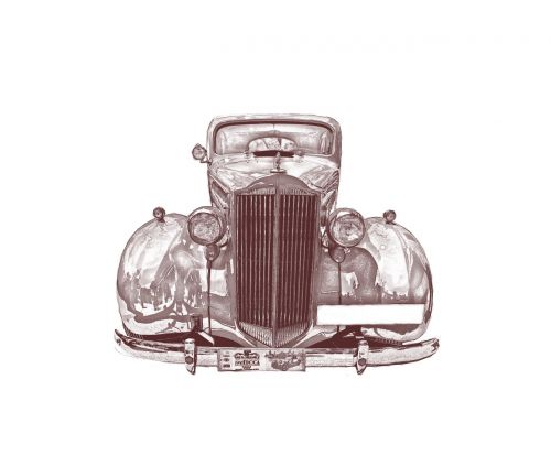 vintage illustration car