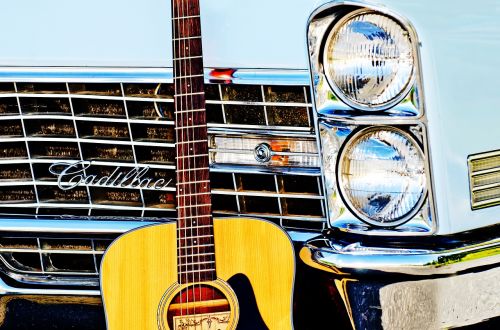 vintage car guitar headlights