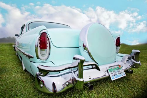 vintage car turquoise old