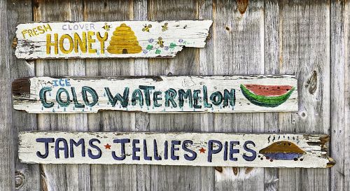 vintage farmer's market sign jelly cherry pie