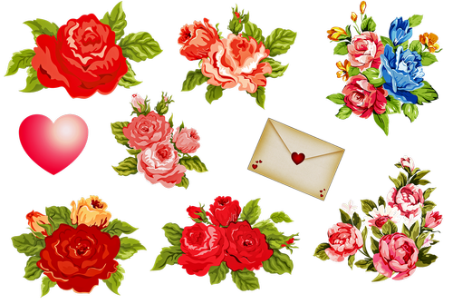 vintage flowers  valentine's day letter  heart