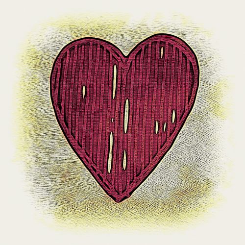 Vintage Heart With Lines