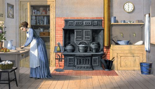 Vintage Kitchen Painting Scene
