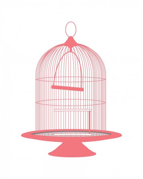 Vintage Pink Birdcage Clipart