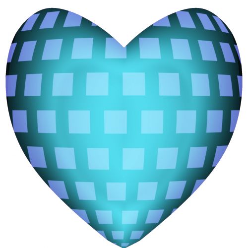 Vivid Blue Heart With Green Squares