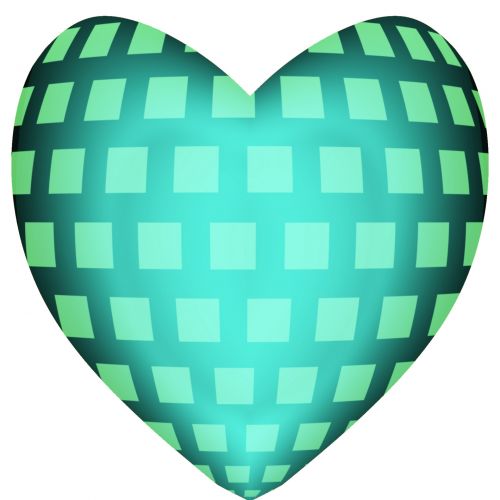 Vivid Green Heart With Dark Squares