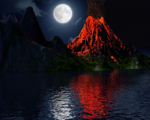 volcano eruption moon