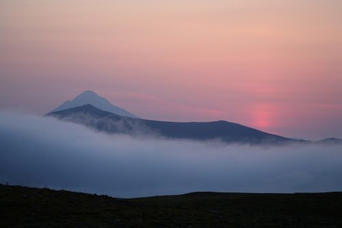 volcano sunset evening