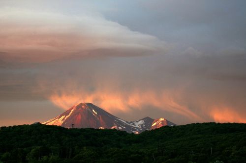 volcano sunset clouds