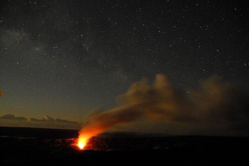 volcano night glowing