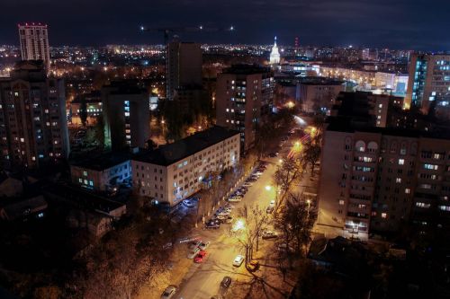 voronezh night city view from above