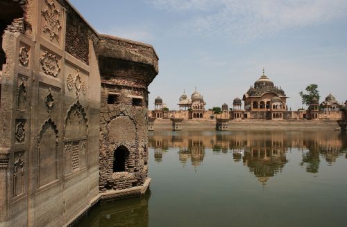 vrindavan city ruins reflection