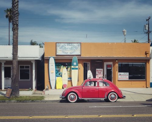 vw beetle surf shop california