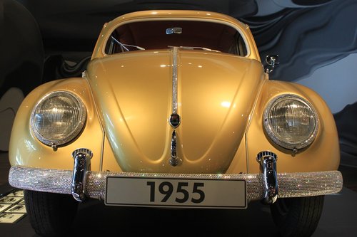 vw beetle  gold  year built 1955