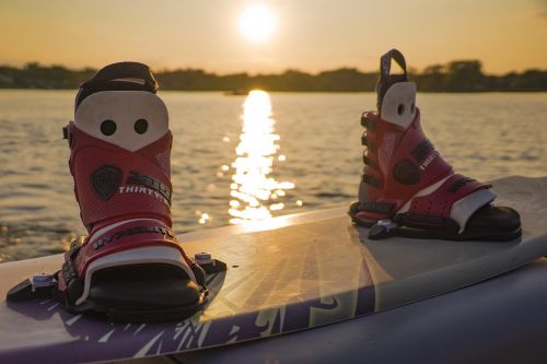 wakeboarding sunset lake