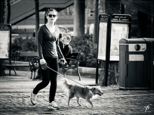 walking the dog girl woman