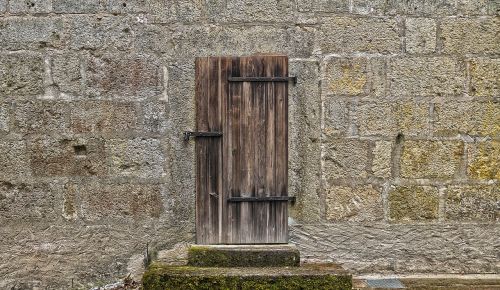 wall stone stairway door