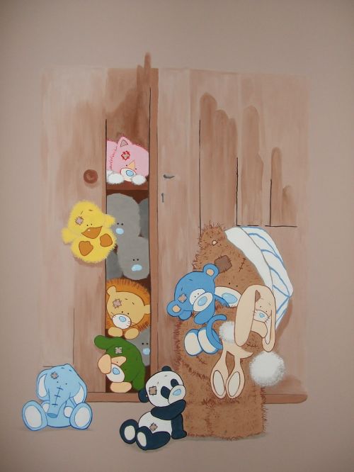 wall painting plush teddy bear teddy bear