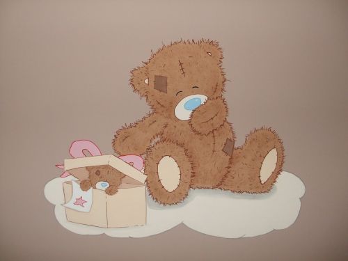 wall painting plush teddy bear teddy bear