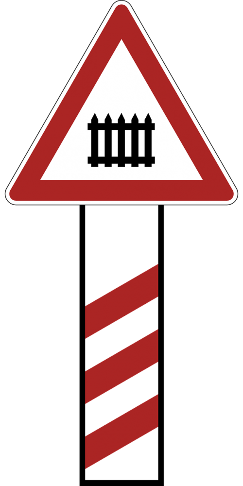 warning railway crossing road sign