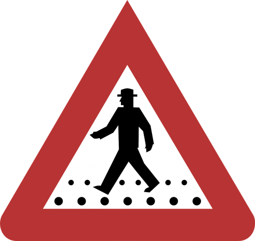 warning pedestrian crossing road sign