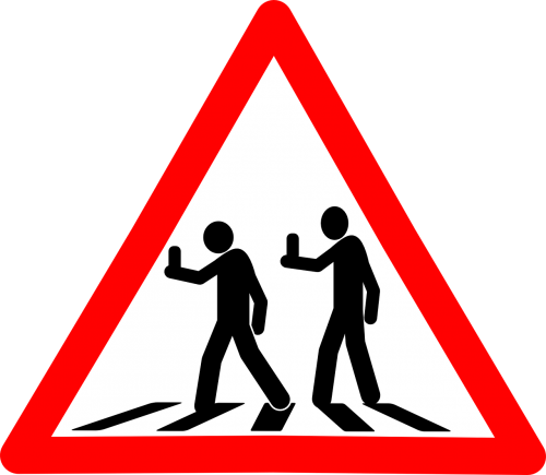 warnschild pedestrian street sign