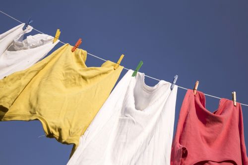 washing blue sky clothes