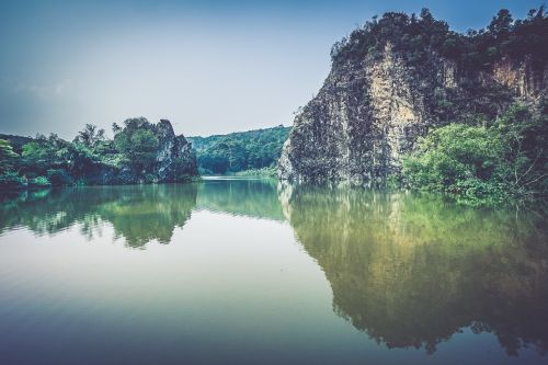 water lake cliff