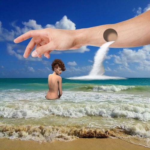 water ocean hand