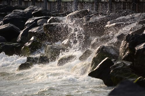 water rocks storm