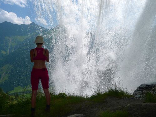 water waterfall under the waterfall
