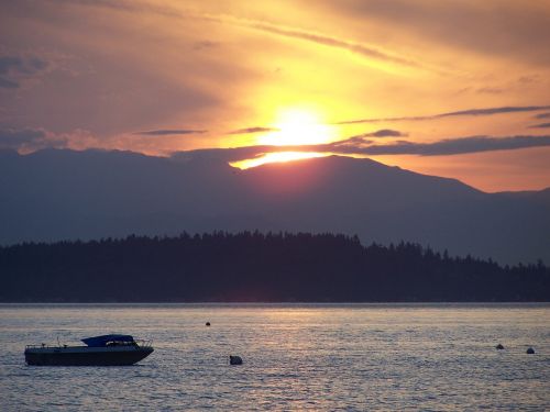 water sunset boat