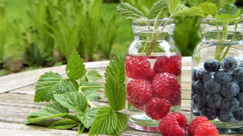 water fruits raspberries