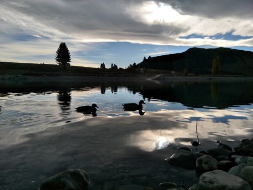 water lake sunset