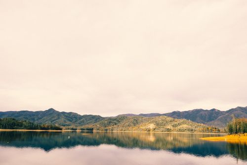 water lake mountains