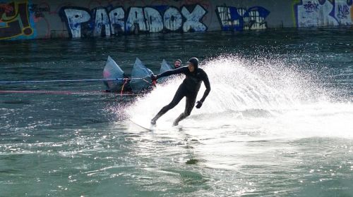 water surfing river